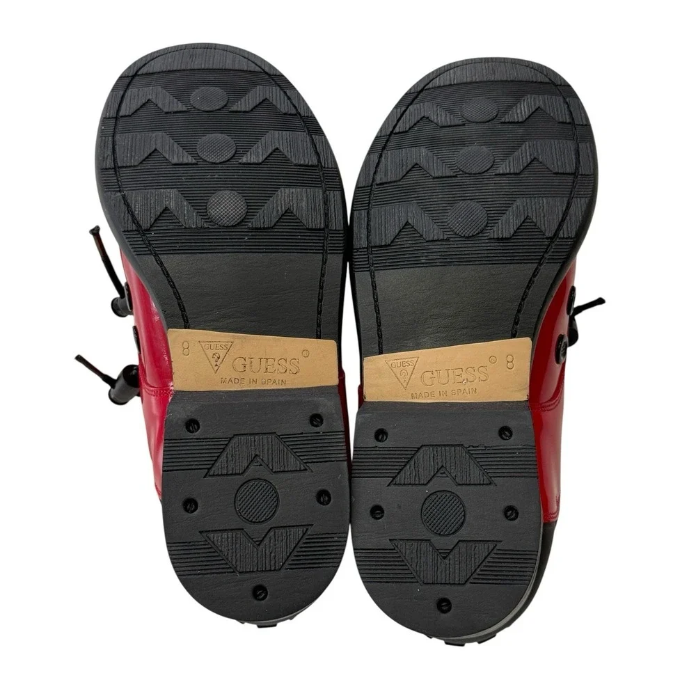 Guess Red Patent Leather Chunky‎ Lug Sole Lace-Up Shoes Club Kid Y2K Women's 8